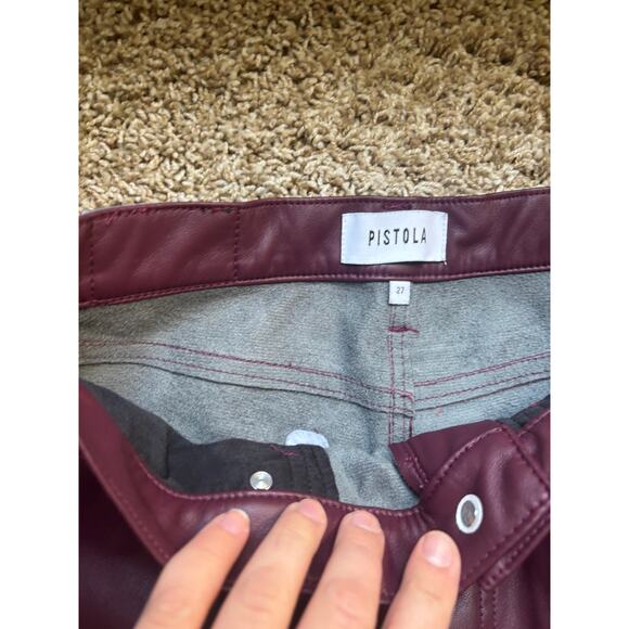 Pistola Pleather Maroon Pants size 27 - Picture 4 of 9